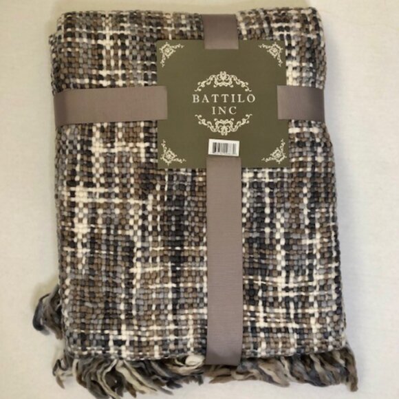 BATTILO HOME Other - BATTILO Grey-White-TanMulti-functional Basketweave Throw Blanket 50"x60"